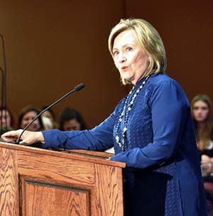 Clinton stresses importance of election for women