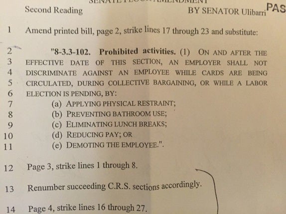 Senate Shenanigans: Ulibarri amendment momentarily guts Neville 'right to work' bill