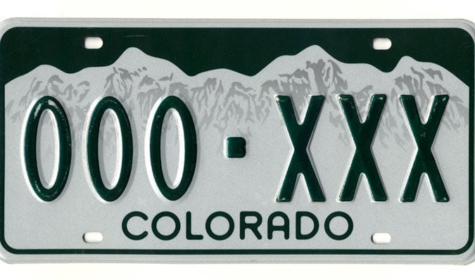 Colorado License Plate