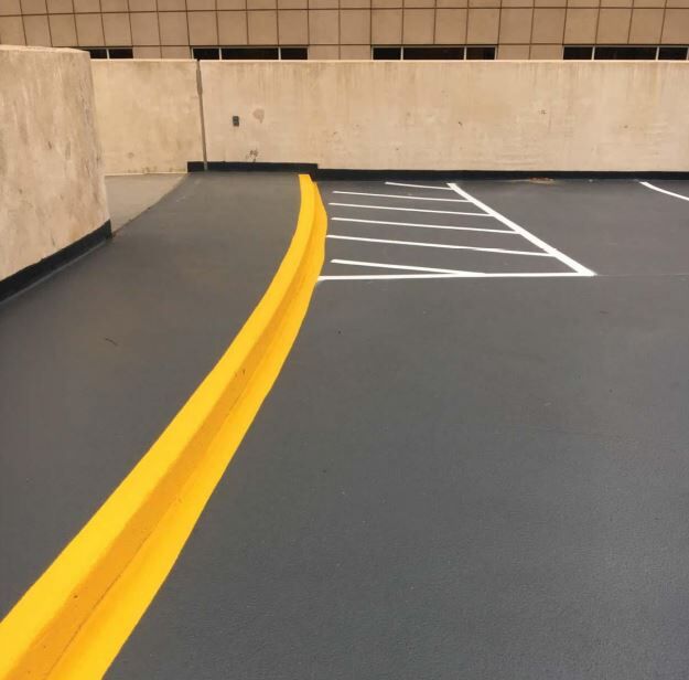 Jeffco north parking structure walkway and parking area