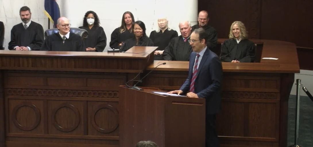 Phil Weiser speaks at Kuhn investiture