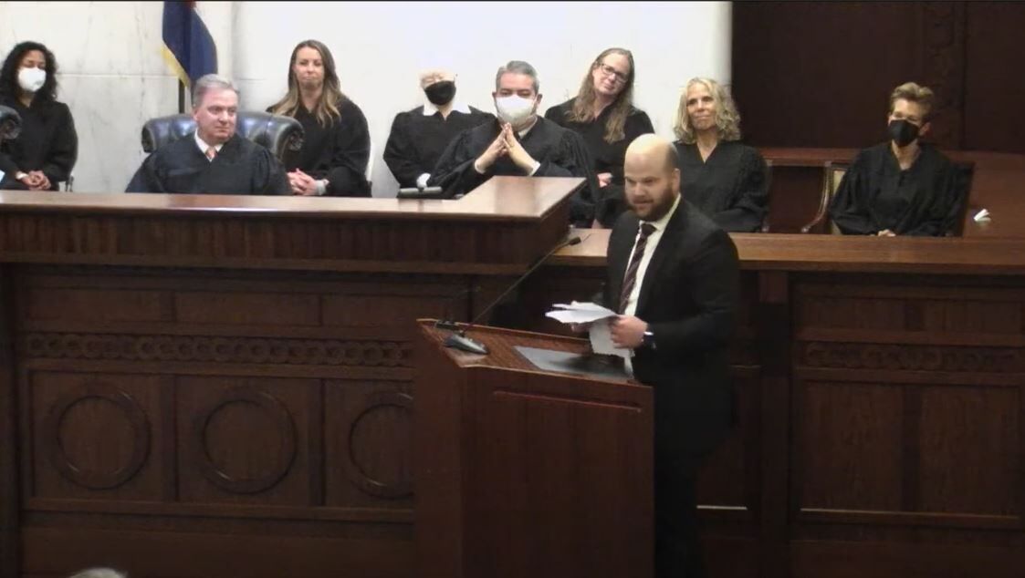 Jacob Schutz speaks during investiture