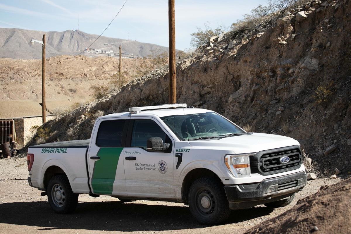 A Border Patrol trucks sits unoccupied