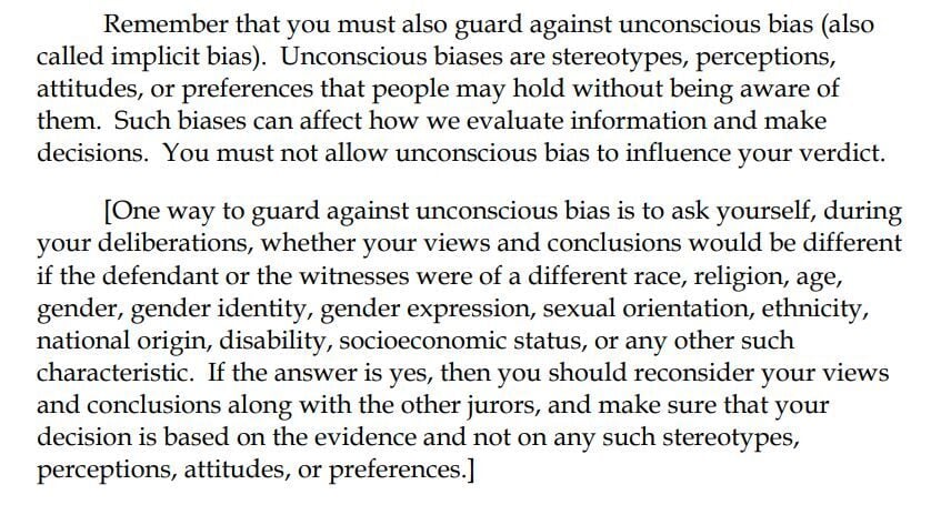 Implicit bias jury instruction