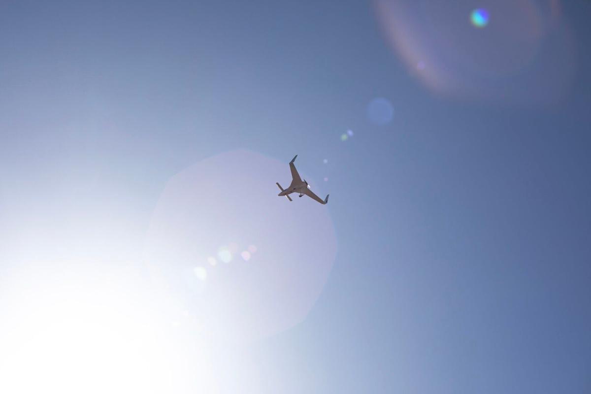 A plane departing from the Boulder Municipal Airport