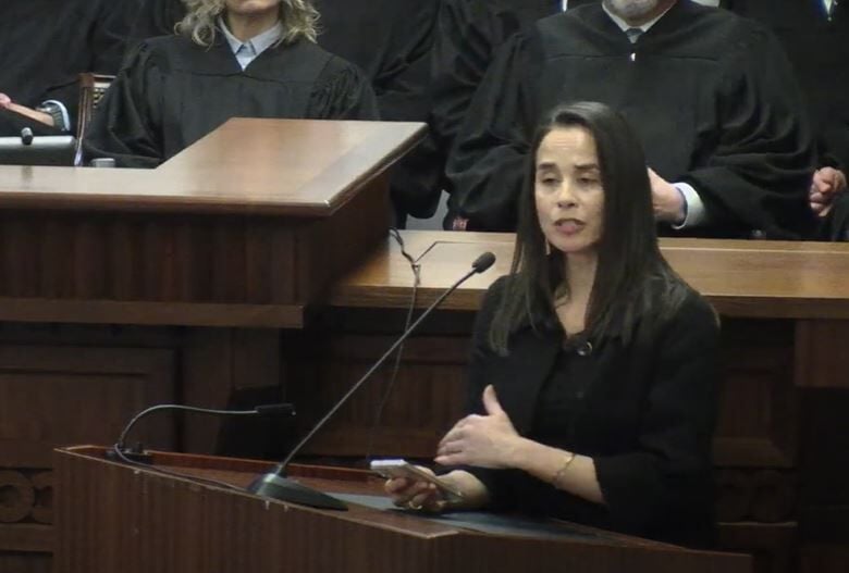 Kara Veitch speaks at Pax Moultrie investiture