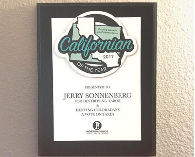Sonnenberg wins dubious "Californian of the Year" award from Independence Institute