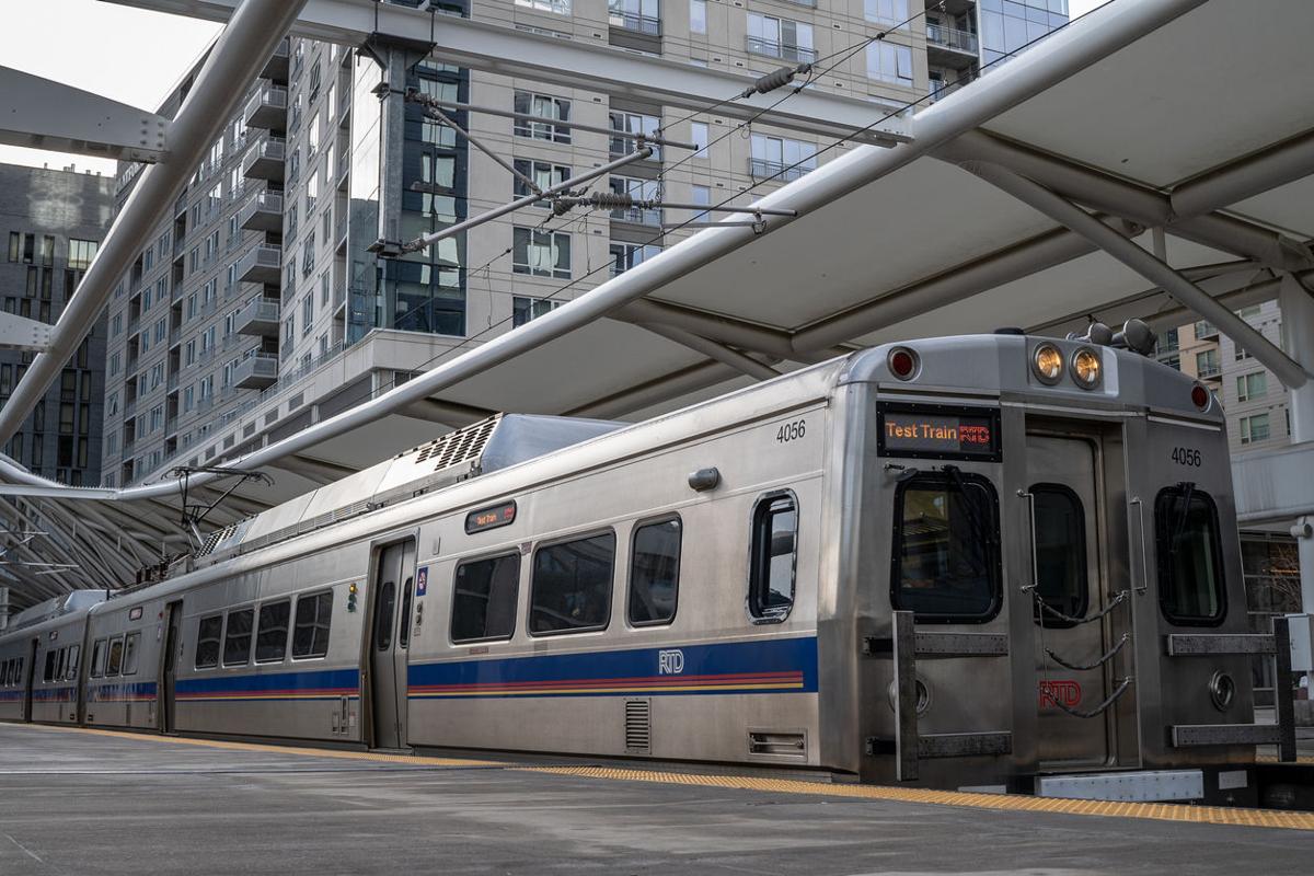 Denver's RTD Test Train. G-line train parked at Union Station.