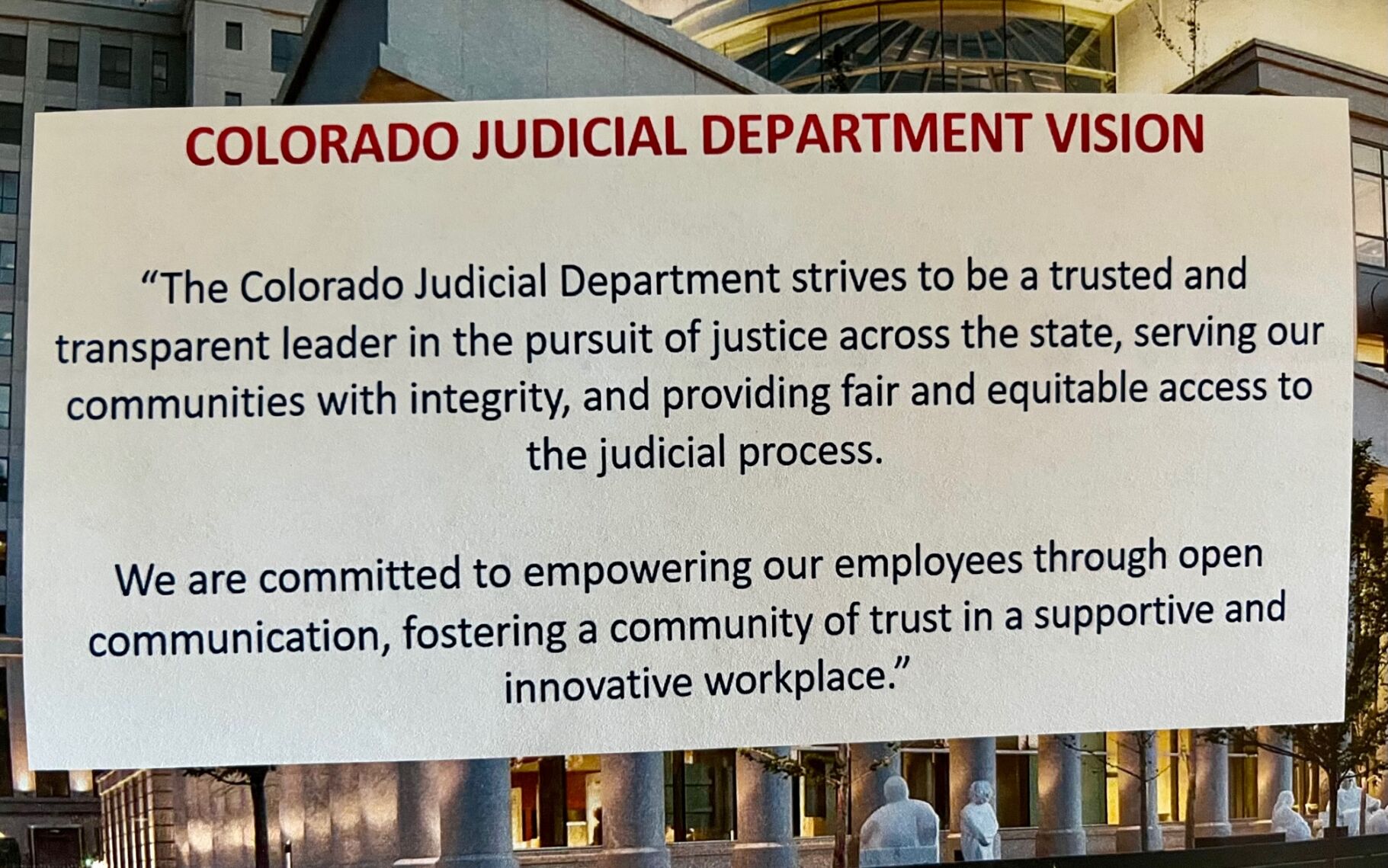 Judicial department vision statement