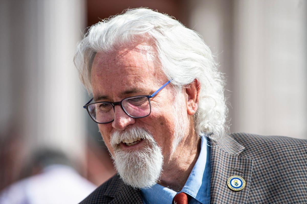 Newly elected Colorado Springs Councilman David Leinweber following a swearing in ceremony at the Pioneers Museum on Tuesday, April 18, 2023.