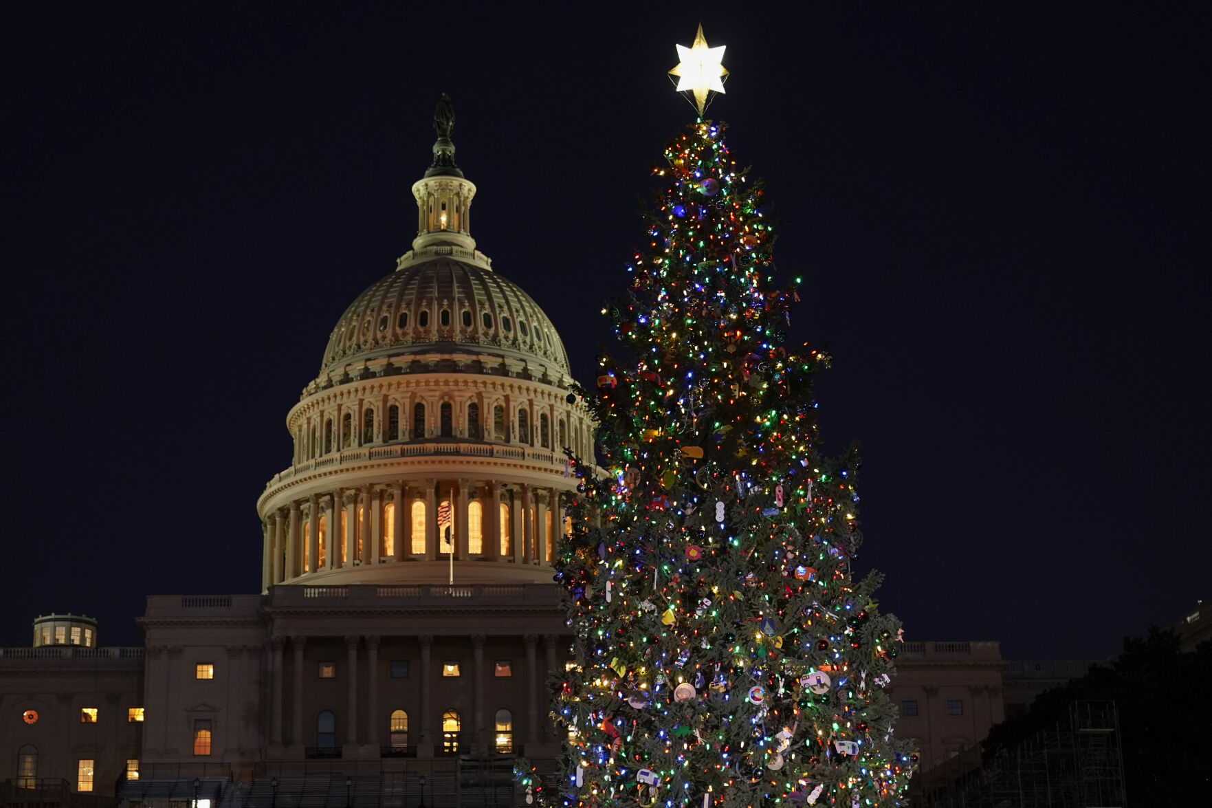 Christmas Tree from Colorado lights up the U.S. Capitol