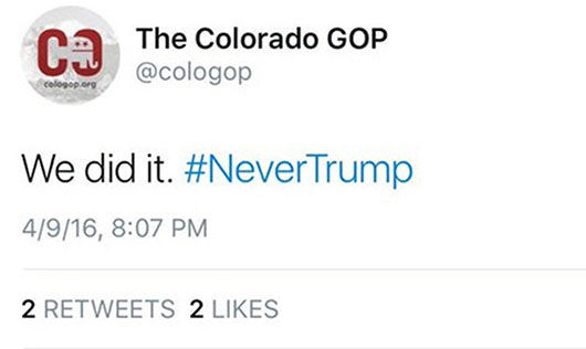 Colorado GOP gives #NeverTrump tweeter one last chance to fess up