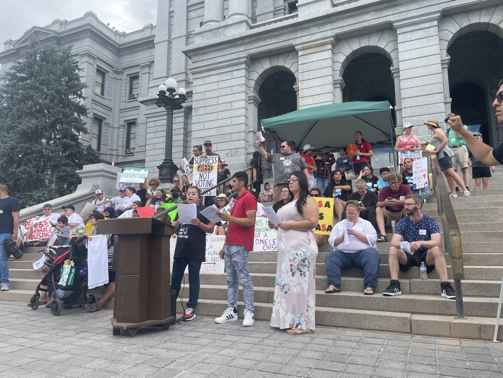 Demonstrators at state Capitol call for overturning Colorado’s ‘rent stabilization’ ban
