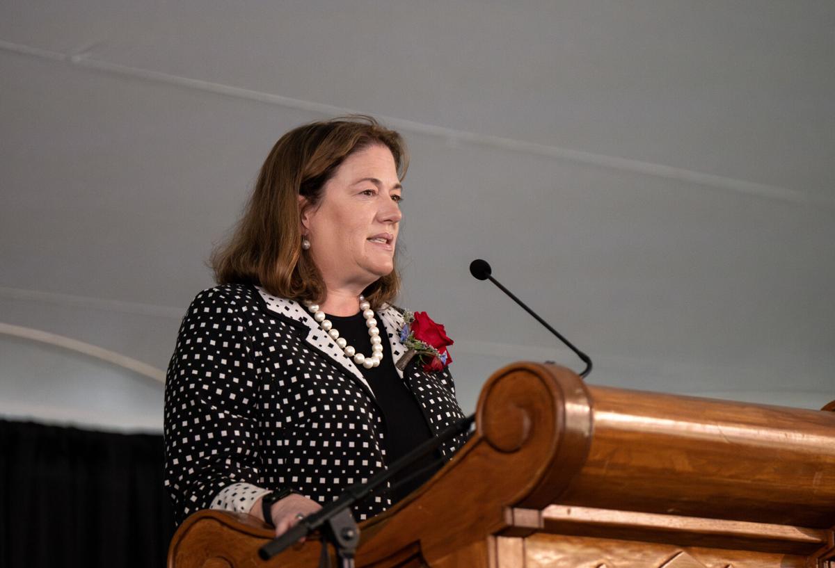 Justice Melissa Hart speaks at Fountain Valley School