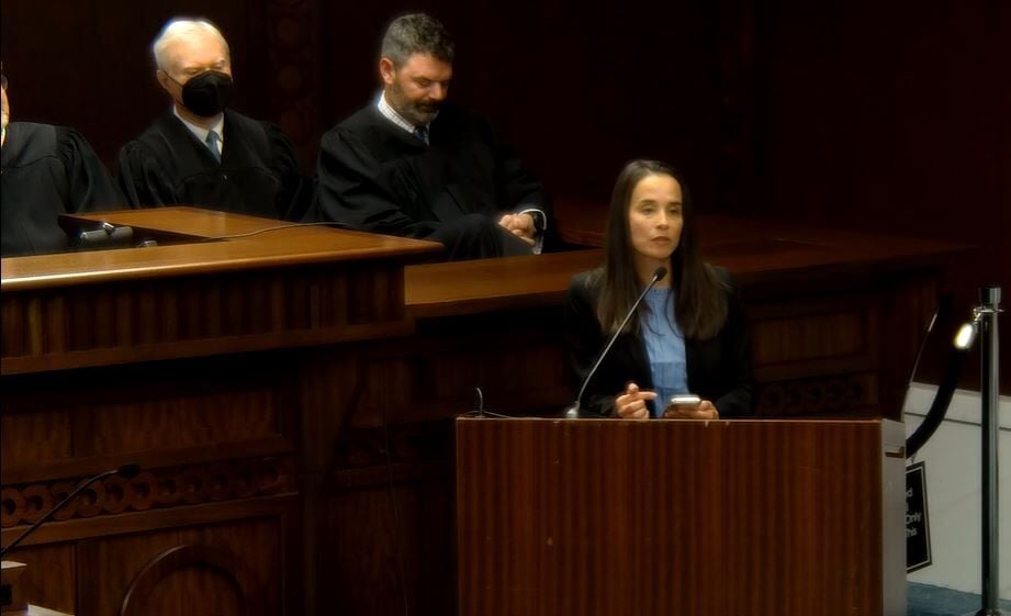 Kara Veitch speaks at Grant Sullivan's investiture