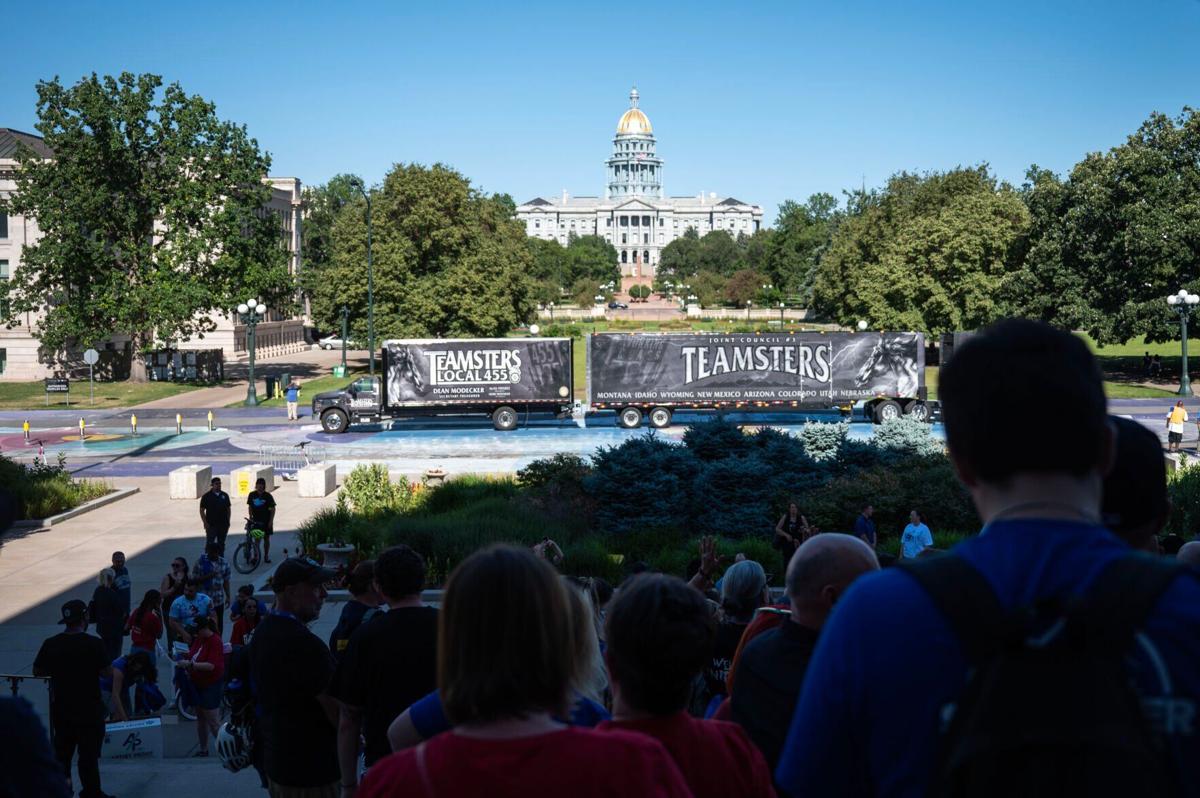 Union Organizers rally outside the Denver City and County Building