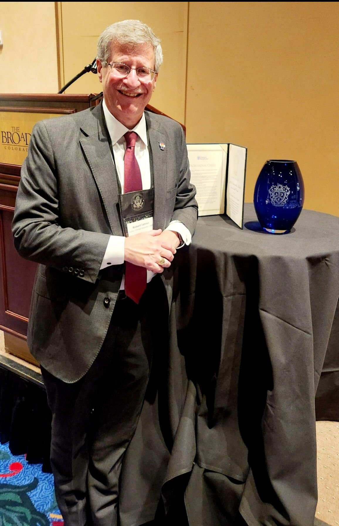 Justice Rich Gabriel with the American Inns of Court award