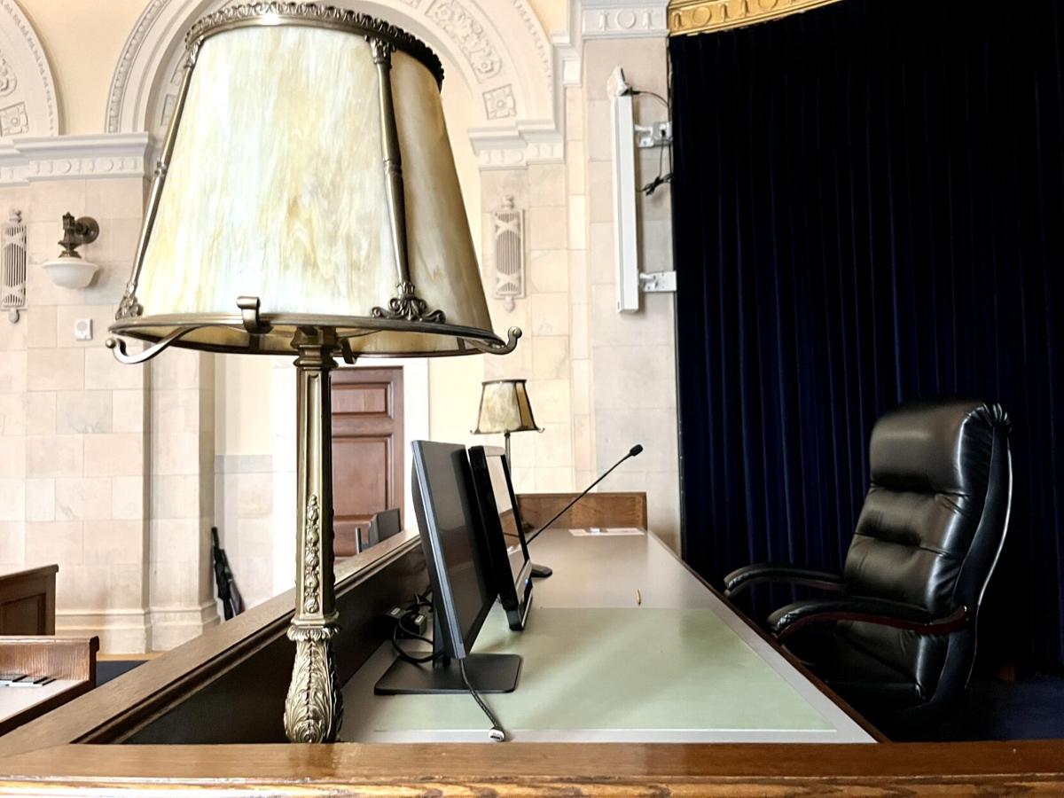 Trial courtroom in Byron White courthouse, judge's bench