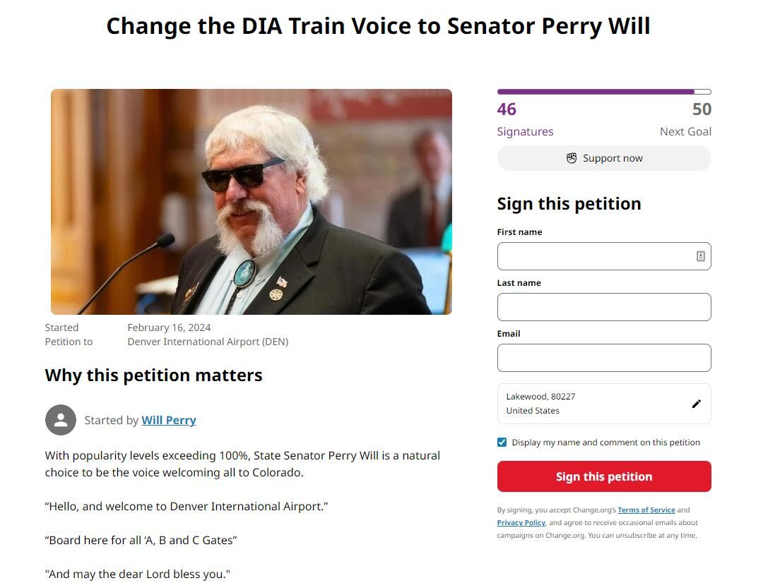 Sen. Perry Will change petition