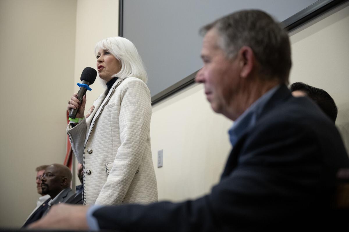 Colorado Republican Party chair candidate Tina Peters and Kevin Lundberg