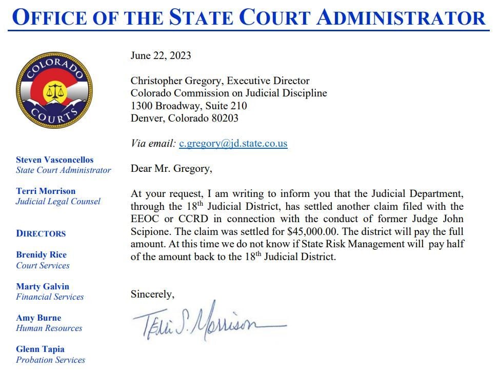 Letter about Scipione settlement