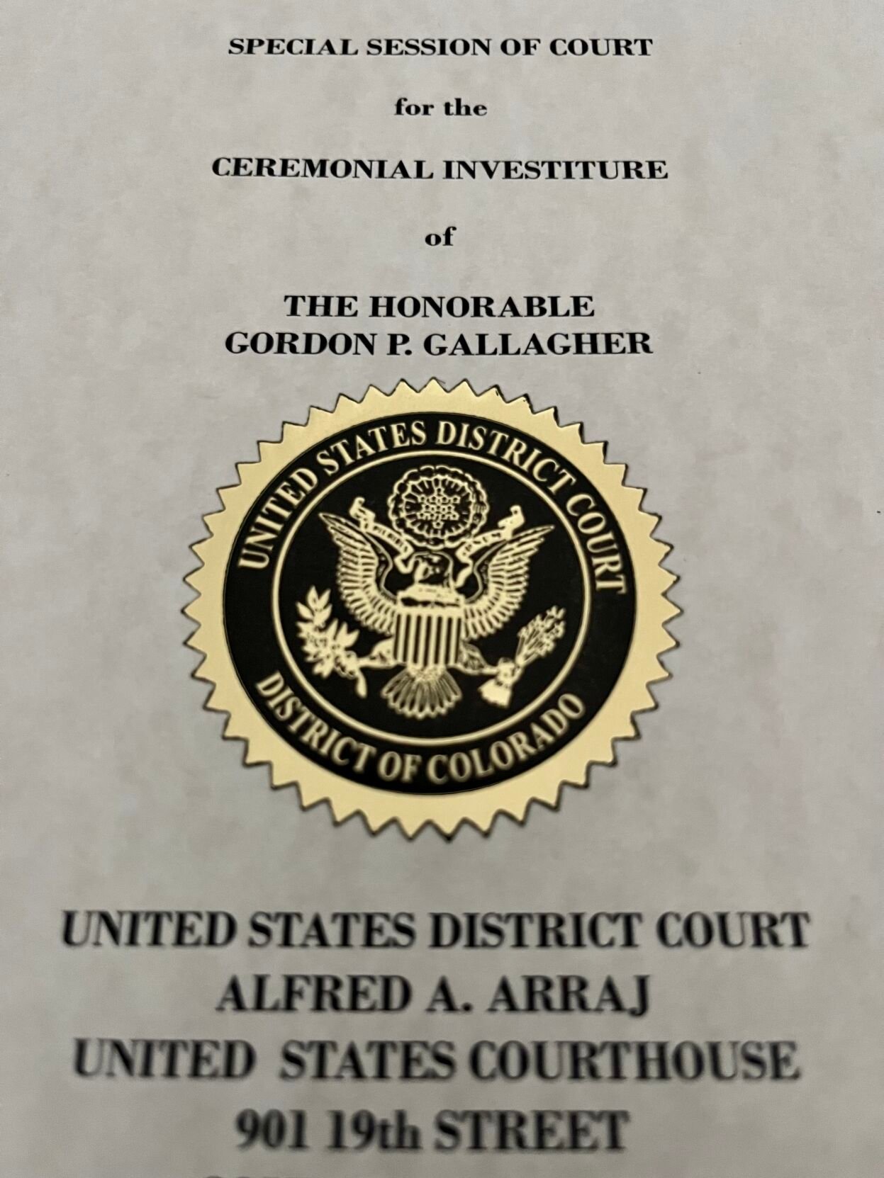 Gordon Gallagher investiture program
