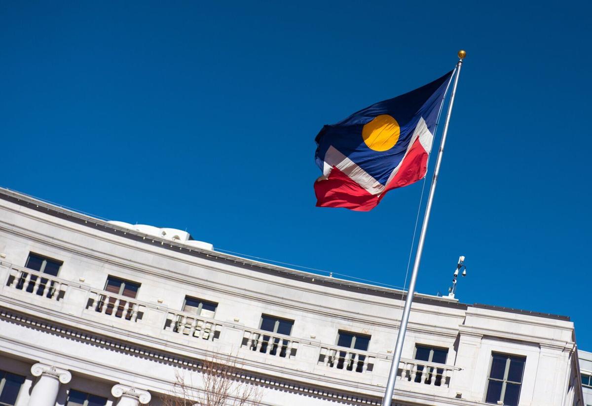 Denver flag over city and county building