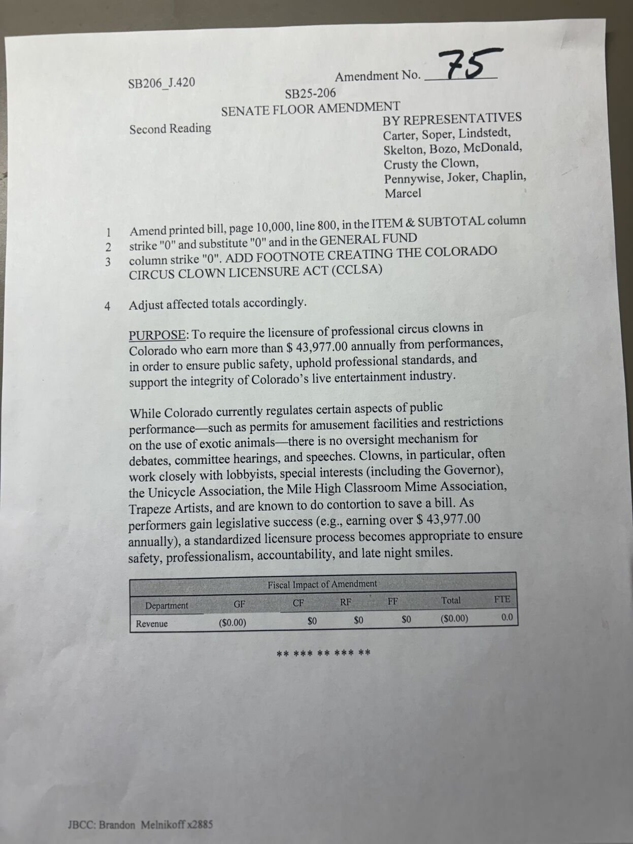 Amendment 75 2025 long bill