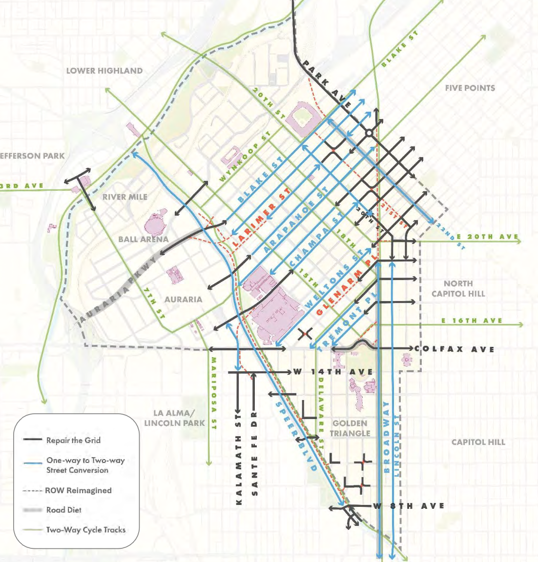 Downtown one-way streets