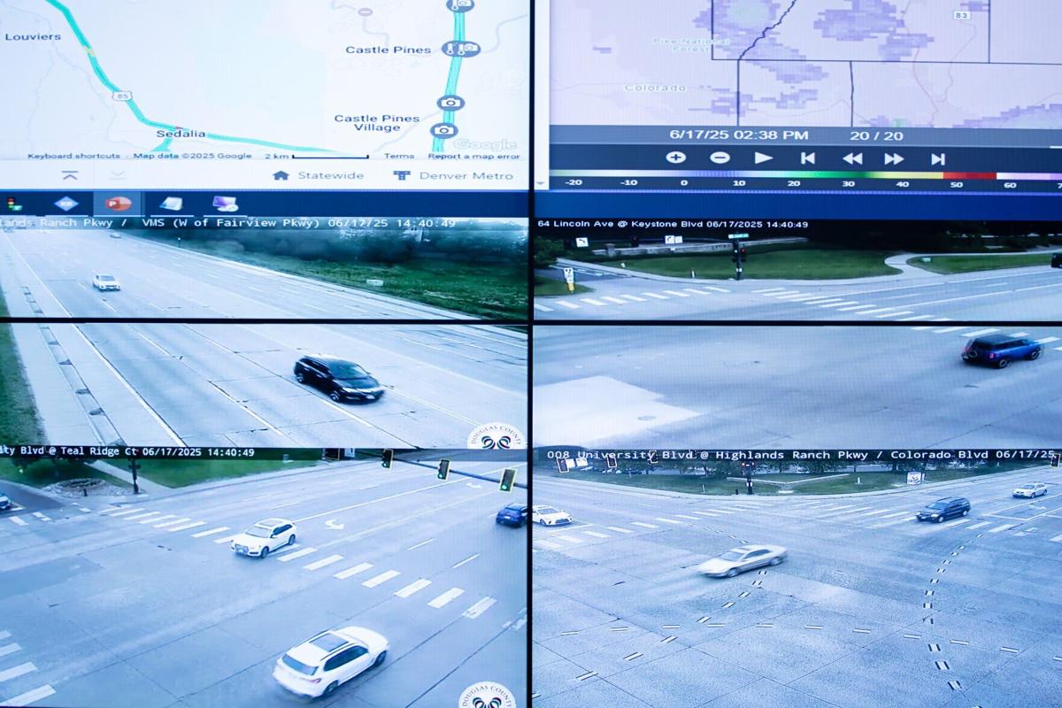 Vehicles drive through different intersections in Douglas County