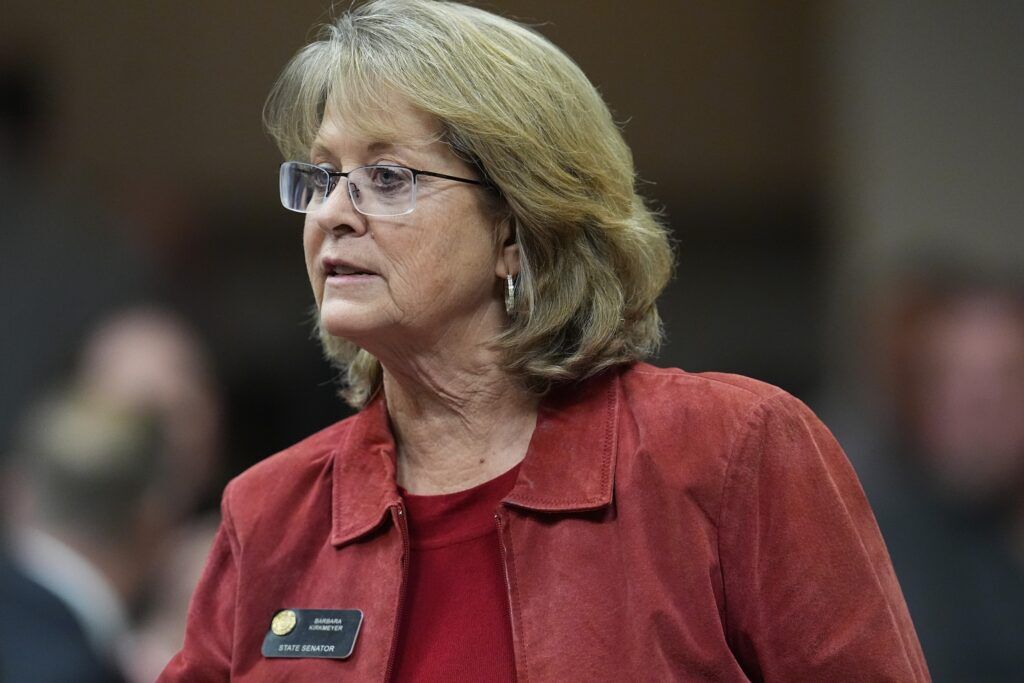 Colorado State Sen. Barbara Kirkmeyer before the first Republican primary debate for the 8th Congressional district seat on Jan. 25, 2024, in Fort Lupton. (AP Photo/David Zalubowski, File)