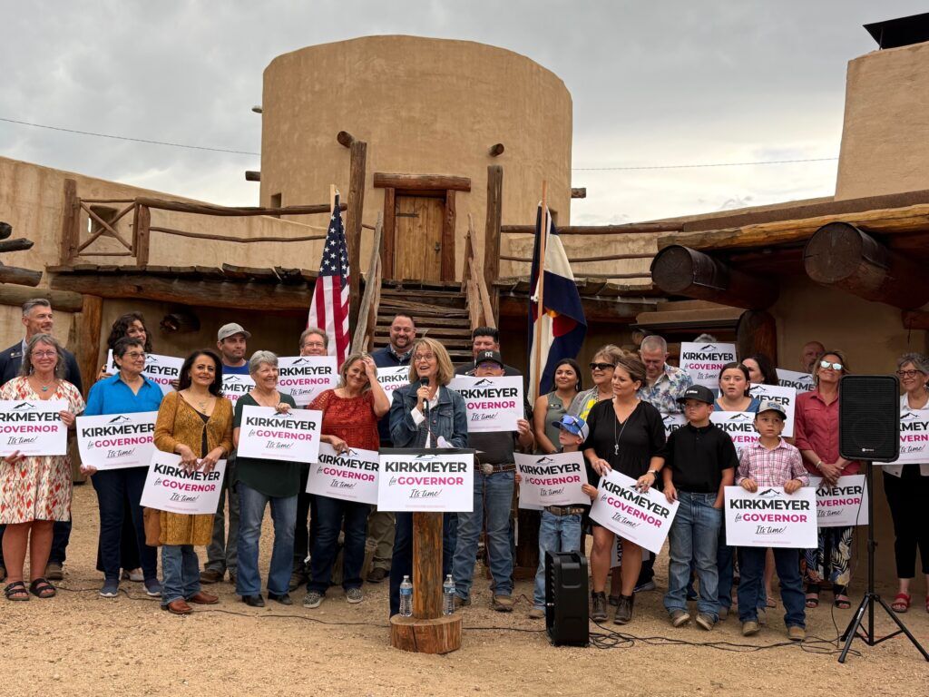 State Sen. Barb Kirkmeyer, R-Brighton, announces her 2026 run for Colorado governor at historic Fort Lupton in Fort Lupton on Sept. 9, 2025. (Ernest Luning/Colorado Politics)