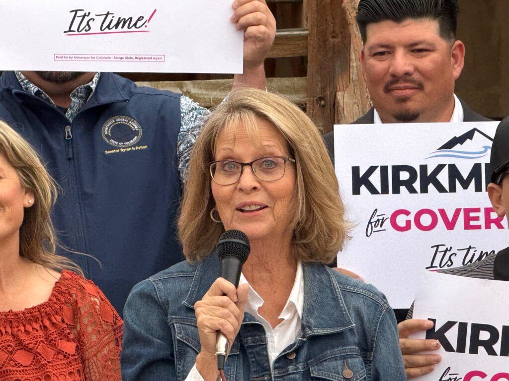 State Sen. Barb Kirkmeyer, a Brighton Republican, declares her Colorado gubernatorial at historic Fort Lupton in Fort Lupton on Sept. 9, 2025. (Ernest Luning/Colorado Politics)