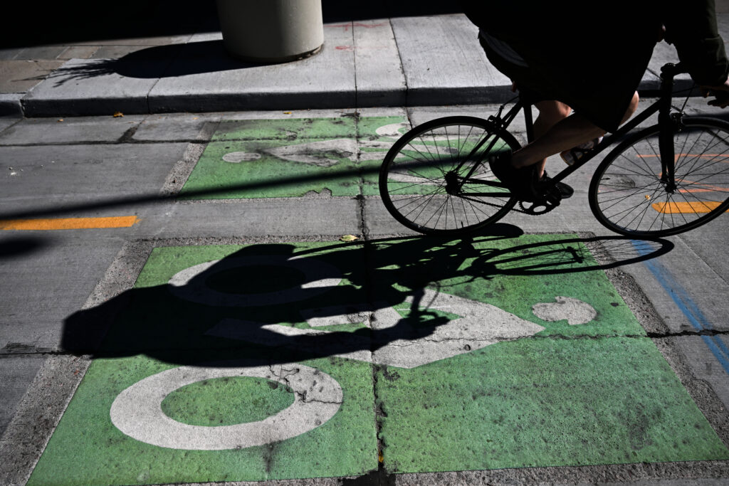 Cyclist at intersection