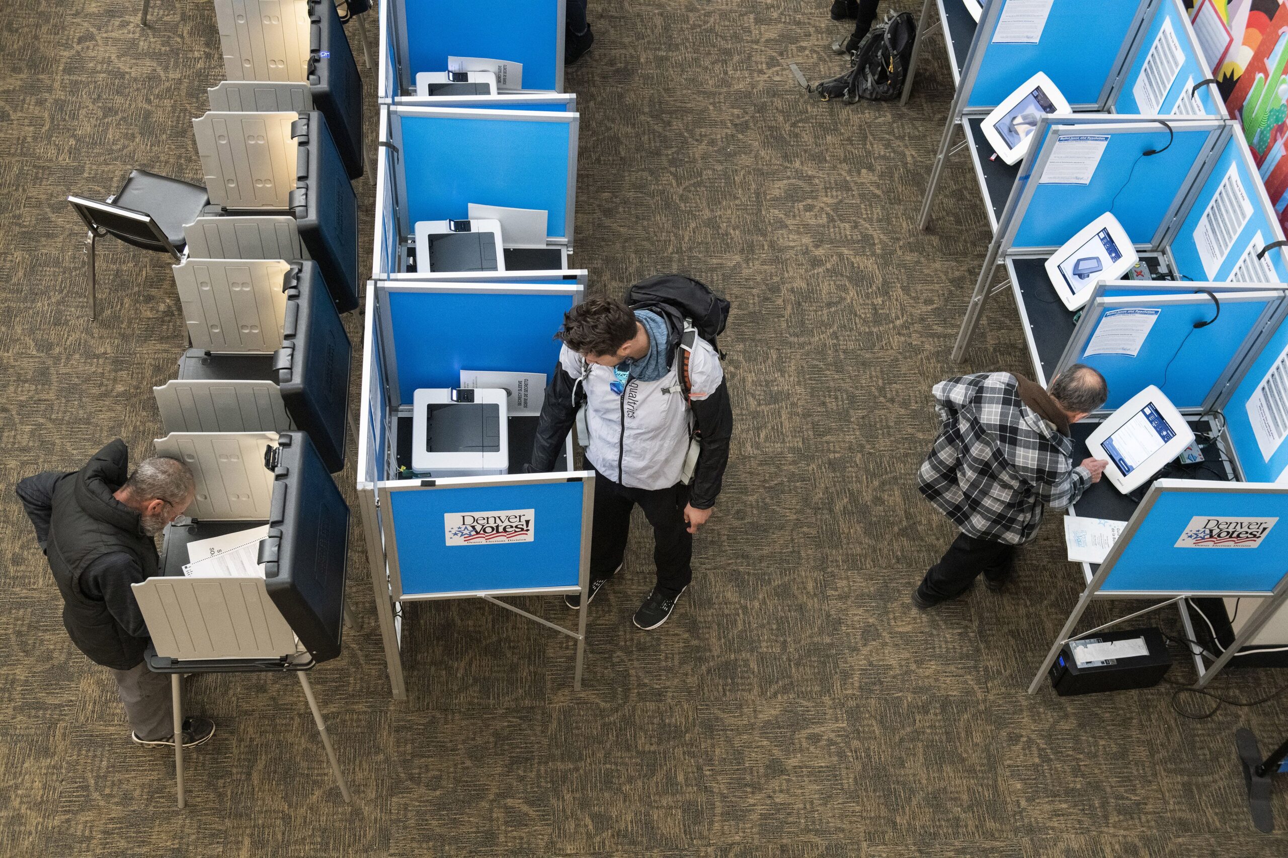 an aerial view of voters