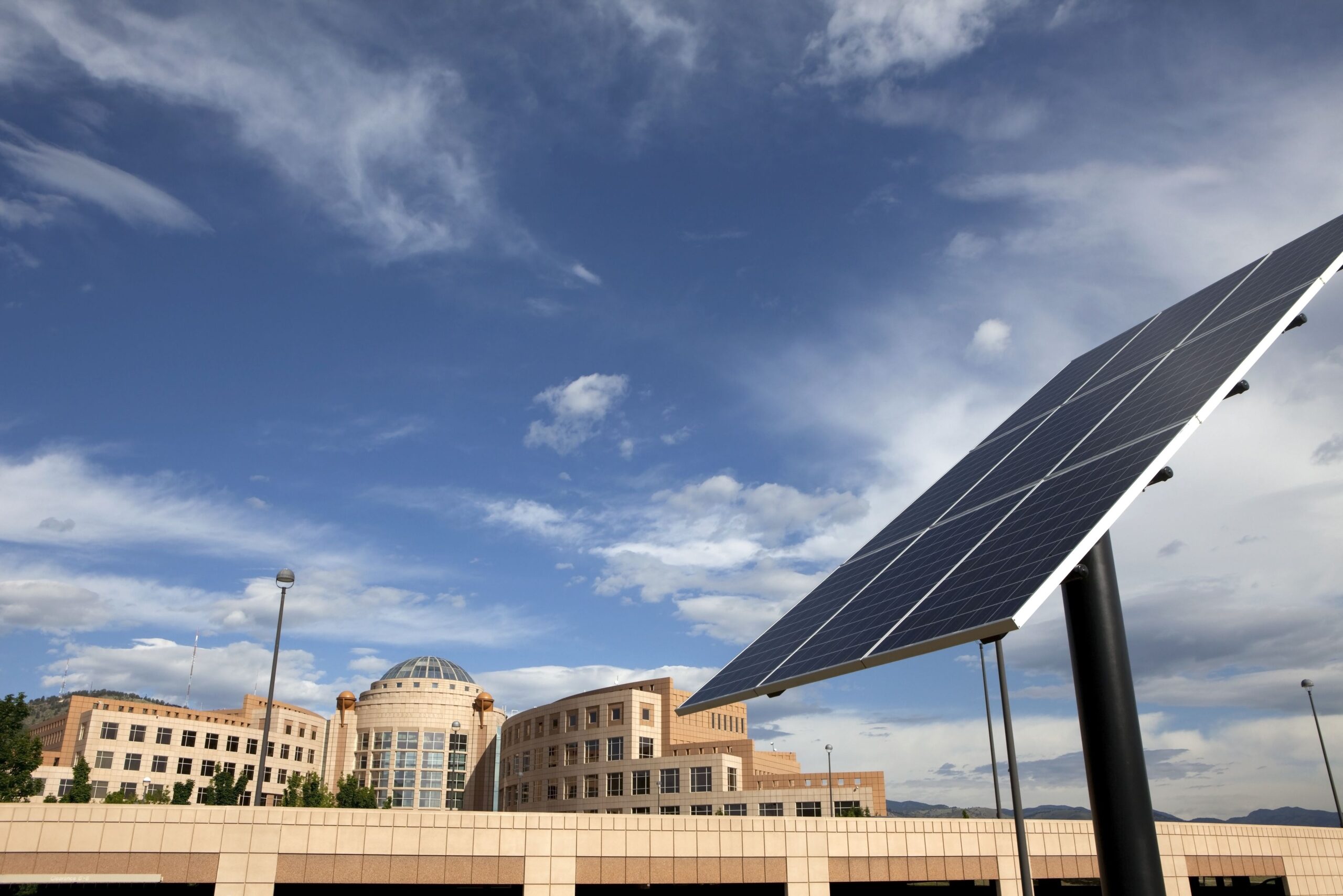 Solar panels near the Jefferson County Administration and Courts Facility in Golden. Source: milehightraveleristock