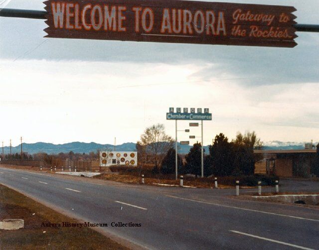 Gateway to the Rockies sign Colfax and Potomac circa 1965.