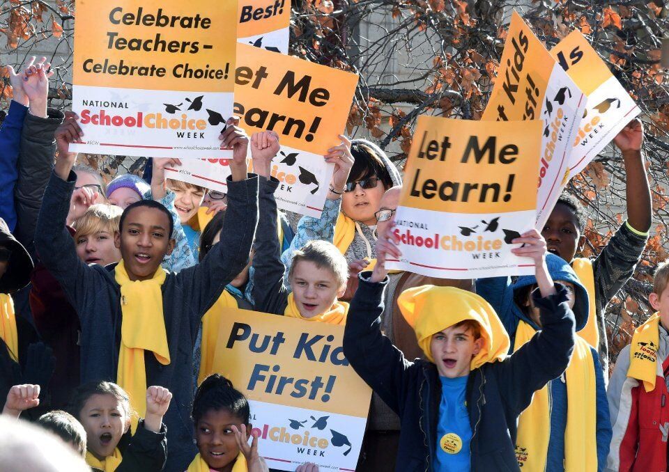 Children at school choice rally