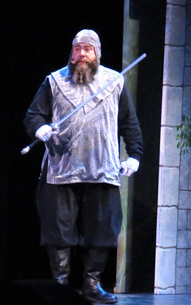 Mike Waid as a guard in 'Shrek' a co-production of Parker Arts and Sasquatch Productions. (Photo by Becky Toma)