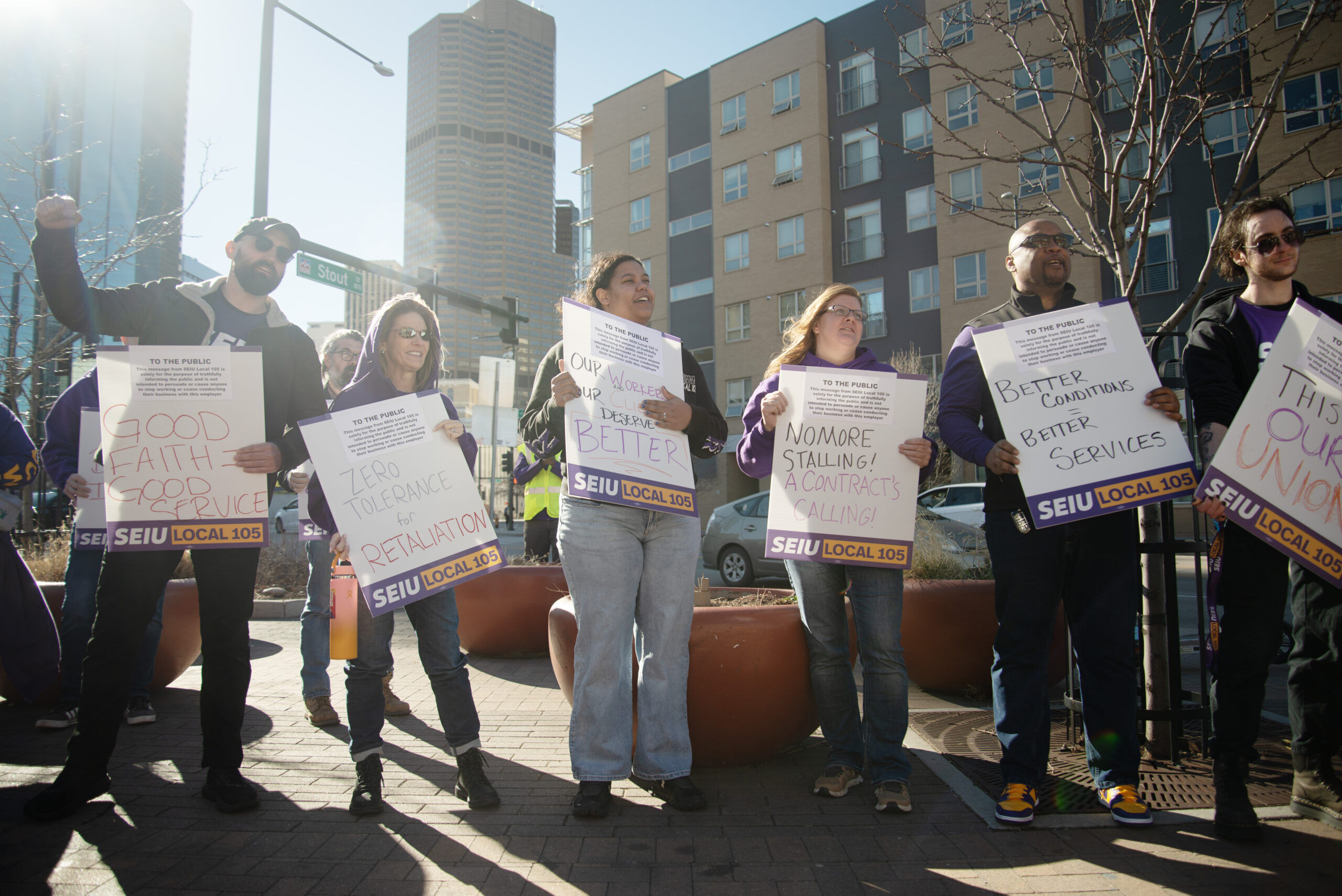 Colorado Coalition for the Homeless workers rally, citing low pay, high turnover