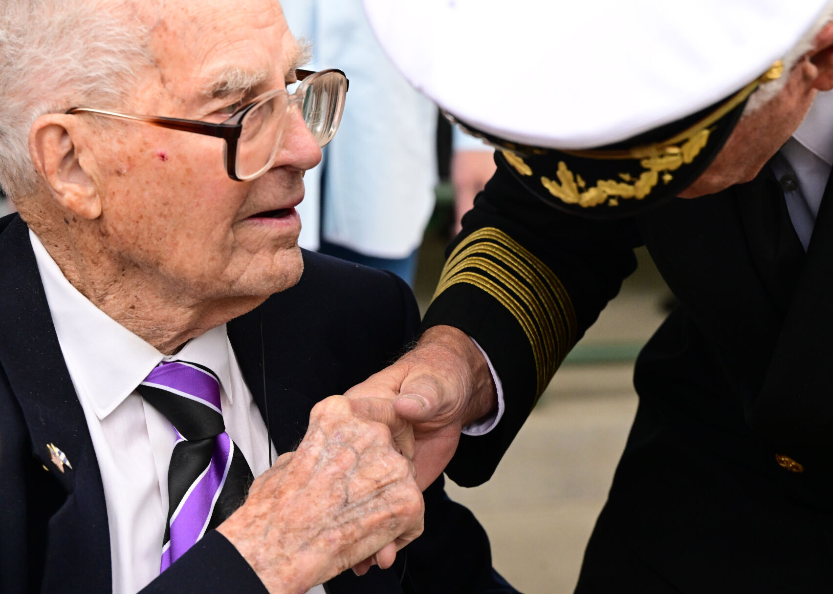 World War II veteran Sergeant First Class Harold Nelson visits with attendees at his Silver Star ceremony at Ft. Carson on Tuesday, Oct. 4, 2022. Nelson, 107 at the time of this photo, was drafted into the United States Army in 1941 from Fort Crook, Nebraska. Colorado's older population is growing fast, with ramifications for healthcare, housing and even student enrollment. (Photo by Jerilee Bennett, The Gazette)