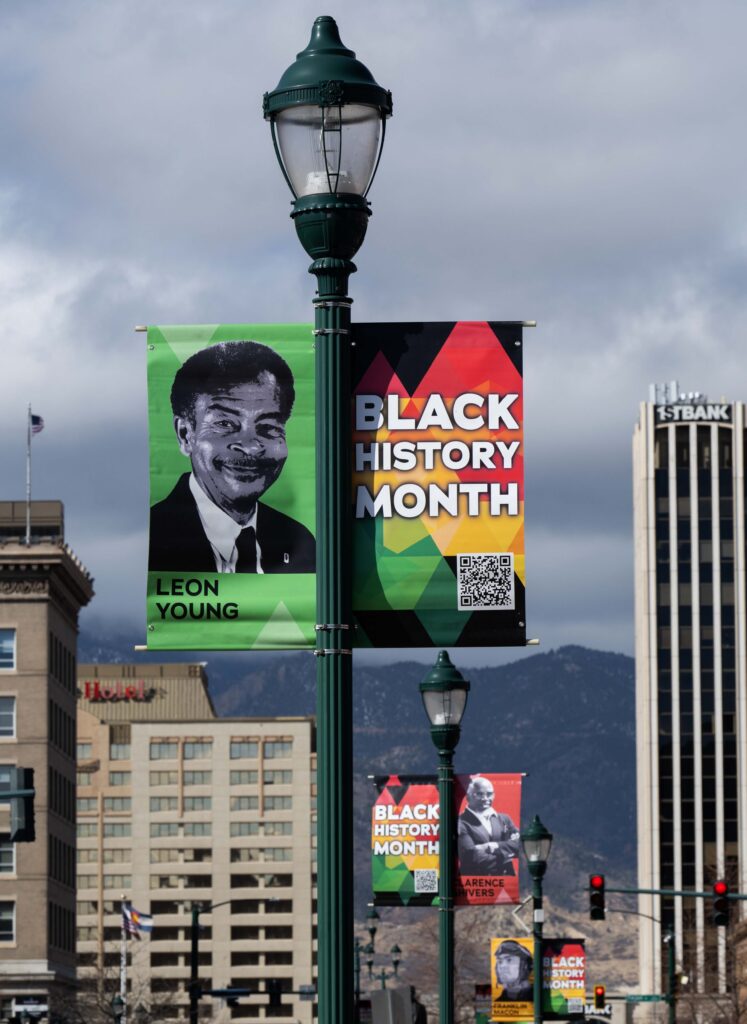 Banners for Leon Young and Black History Month