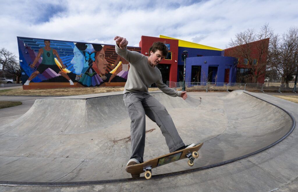 a young man on a skateboard
