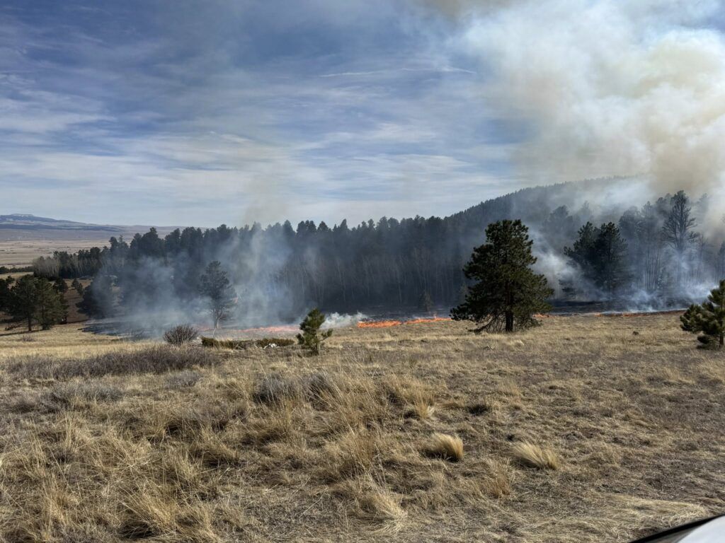 A Custer County wildfire is burning near Westcliffe. The fire was sparked on March 18, 2026. (Courtesy of Custer County Sheriff's Office).