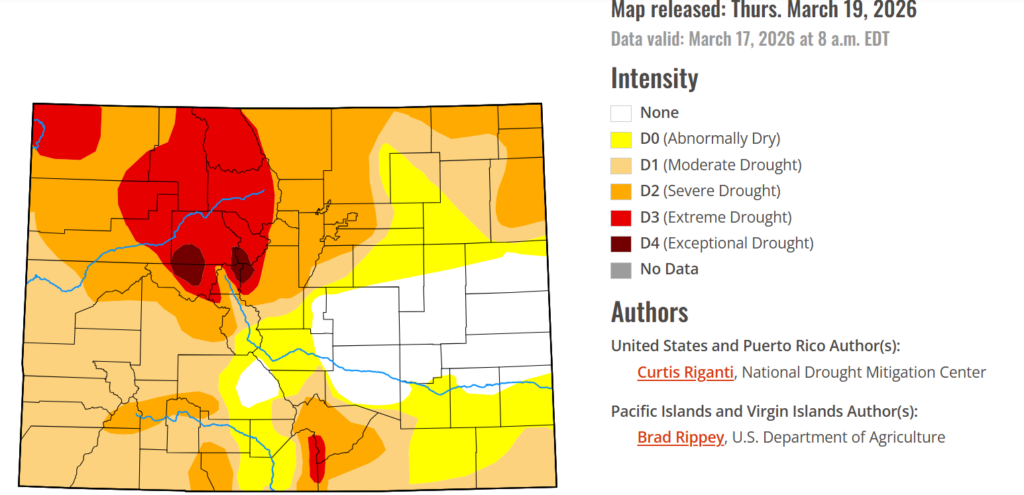 Screenshot of the state of Colorado from the U.S. Drought Monitor website. (Courtesy of National Drought Mitigation Center).