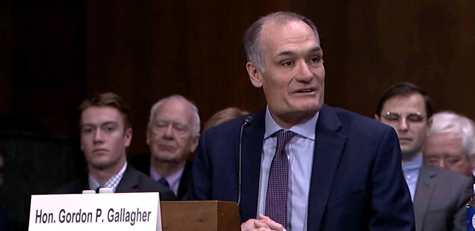 U.S. Magistrate Judge Gordon P. Gallagher appears before the U.S. Senate Committee on the Judiciary on Dec. 13, 2022 for his confirmation hearing. Source: C-SPAN