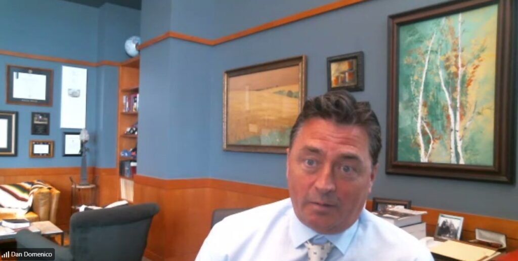 U.S. District Court Chief Judge Daniel D. Domenico on a Colorado Bar Association virtual discussion on April 29, 2026. Source: Zoom