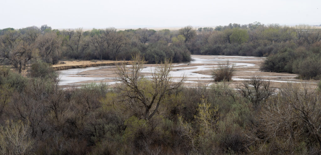 The Arkansas River flows through Crowely County near Olney Springs in eastern Colorado on Friday, April 10, 2026. (The Gazette, Christian Murdock)