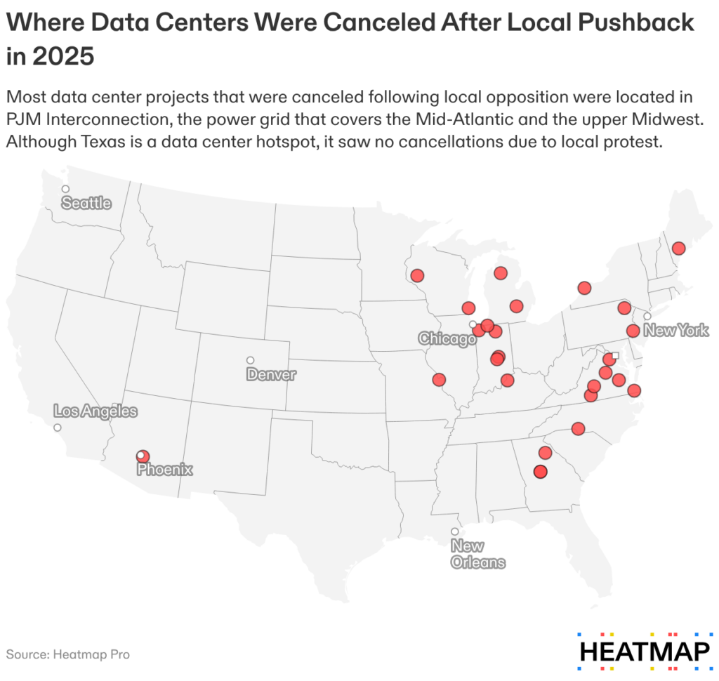 a map of where data centers have been scrubbed