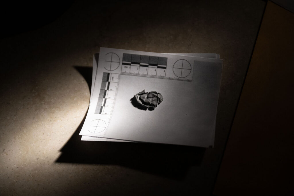 A casting of a fingerprint is shown at the Medical Examiner’s Office in Denver during a tour through the facilities on Thursday, May 21, 2026. The castings are made when a normal fingerprint is too difficult to obtain due to body deterioration or decomposition.